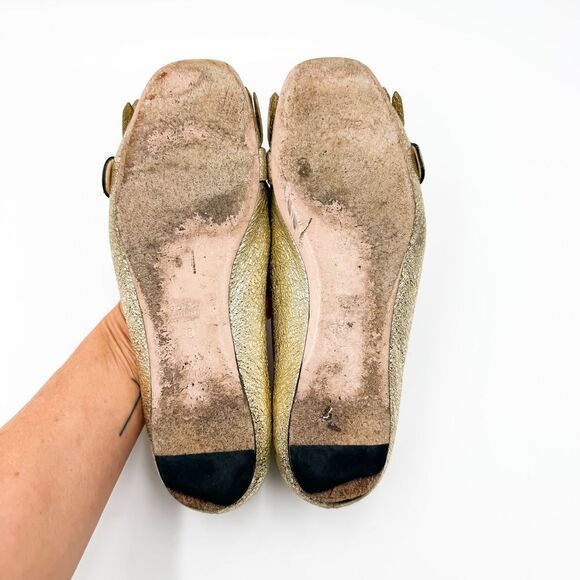 Gucci Marmont GG Gold Fringe Loafer Flats Metallic EU 38 US 8 - Picture 9 of 13